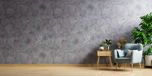 Oda 3D 'de koltuk ve aksesuarlı çatı katı tarzı ev.