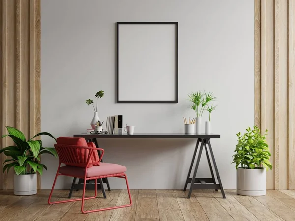 Poster Mockup Vertical Frames Empty White Wall Living Room Interior — Stock Photo, Image