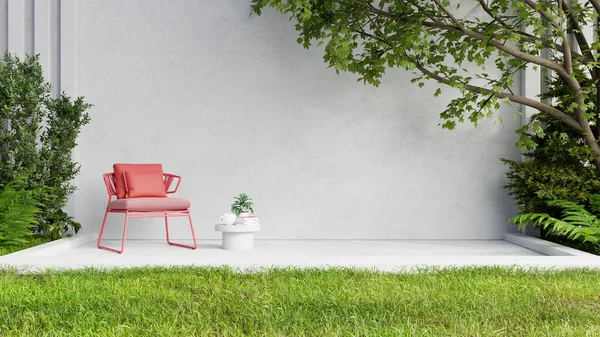 Modern loft style concrete patio for sitting and drinking coffee.3d rendering