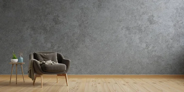 Living Room Interior Style Loft Armchair Empty Concrete Wall Background — Fotografia de Stock