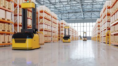 Forklift AGV etkili bir şekilde saatte yüzlerce paket otomatik güdümlü araç 3D görüntüleme