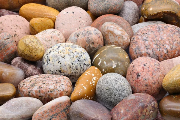 Uma Coleção Seixos Mistos Pedras Macro Closeup — Fotografia de Stock