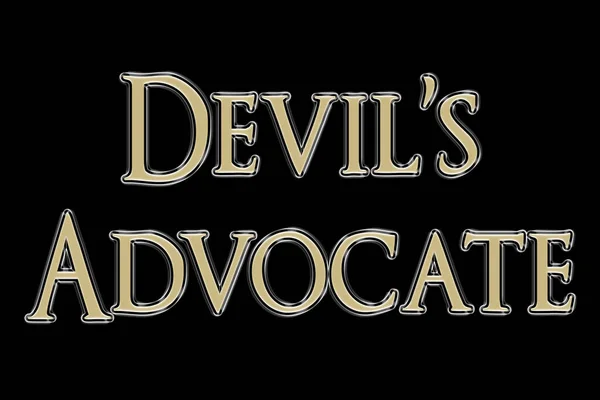 Devil Advocate Sign Text Gold Black Background — Stock Photo, Image