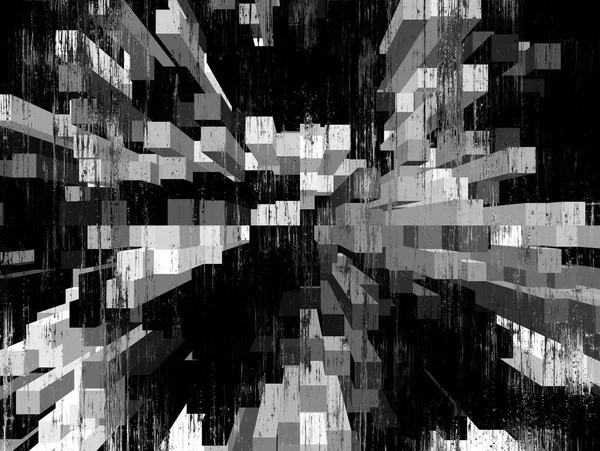 Futuristic Abstract Black White Glitch Effect Illustration — Stock Photo, Image