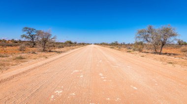 Kalahari çölünde sonsuz yol, Namibya.