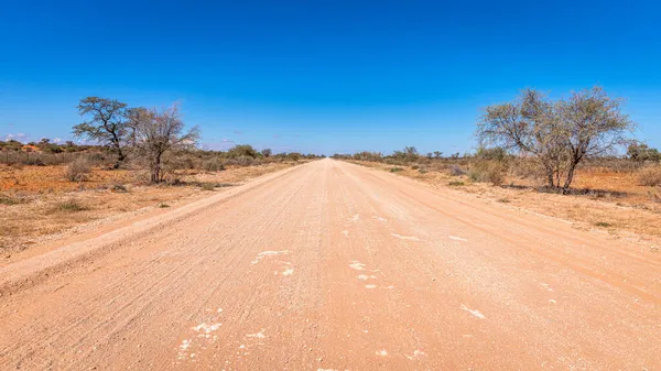 Endlose Straße Der Kalahari Wüste Namibia — Stockfoto