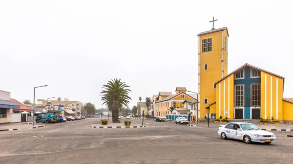 Street Scene Holy Rosary Roman Catholic Church Swakopmund Namibia — Stock Photo, Image