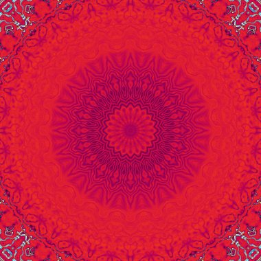 Soyut dijital fraktal model. Yuvarlak kırmızı mandala dekoratif desen.