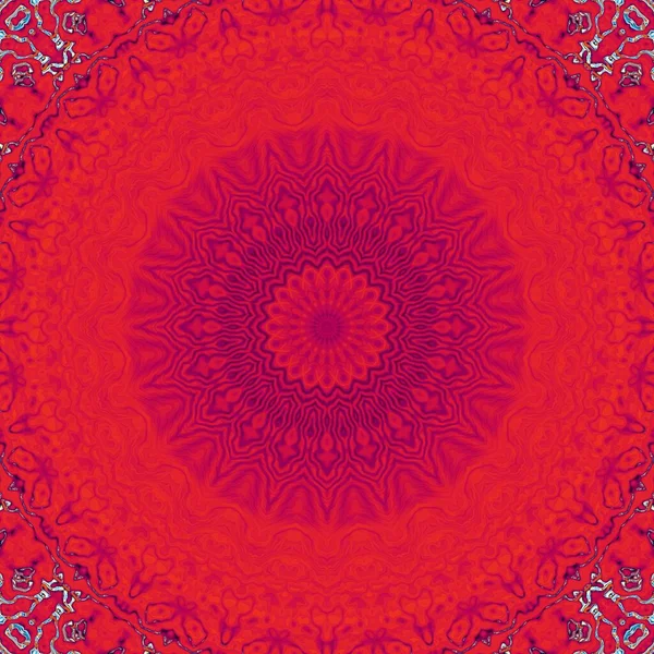 Padrão Fractal Digital Abstracto Padrão Ornamento Decorativo Mandala Vermelho Redondo — Fotografia de Stock