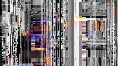 Objelerin kodlayıcısı olan soyut doku. İğrenç bir Datamoshing kalıbının taklidi. Görünüm oranı 16: 9