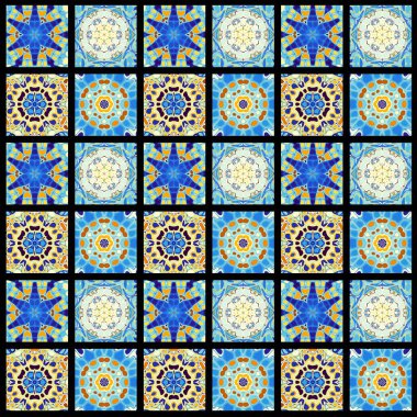 Karelerin soyut dekoratif desenleri. Mozaik sanat süsleme dokusu.