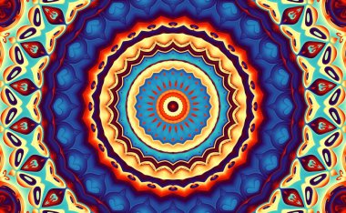 Soyut model. Süslü mandala arka planı. Kusursuz desen. Klasik mozaik sanat modeli. Görünüm oranı 16: 9 olan yatay arkaplan