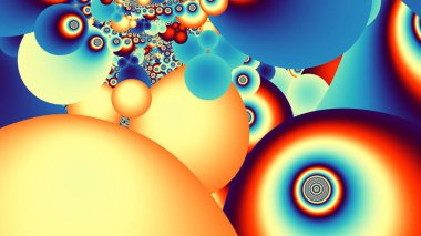 Soyut dijital fraktal model. Soyut fütürist teknoloji görüntüsü. Görünüm oranı 16: 9 olan yatay arkaplan