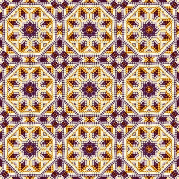 Abstraktní Digitální Fraktál Abstraktní Pravidelná Ozdobná Mozaika Bezešvé Vinobraní Mozaiky — Stock fotografie