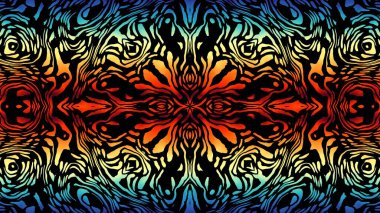 Soyut dijital fraktal model. Etnik kabile süs dokusu. Görünüm oranı 16: 9 olan yatay arkaplan