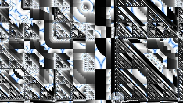 概要ディジタルフラクタルパターン 抽象幾何学的なグランジテクスチャ 縦横比16 9の水平背景 — ストック写真