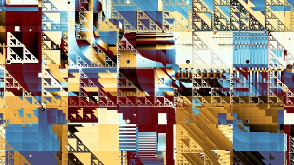 Abstrakt Digitalt Fraktalmönster Abstrakt Geometrisk Struktur Horisontell Bakgrund Med Bildförhållandet — Stockfoto