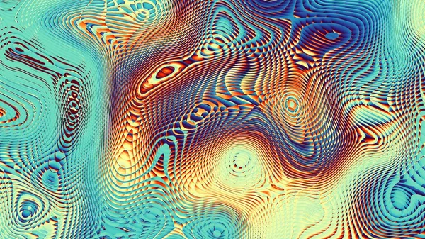 Abstract Digitaal Fractal Patroon Psychedelische Golvende Textuur Horizontale Achtergrond Met — Stockfoto