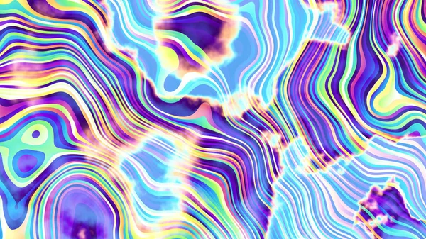 Abstraktní Digitální Fraktál Psychedelický Vlnitý Vzorec Horizontální Pozadí Poměrem Stran — Stock fotografie