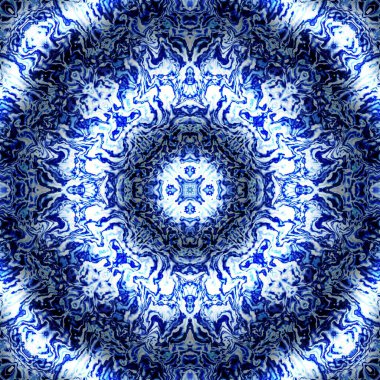 Soyut dijital fraktal model. Yuvarlak mandala dekoratif desen.