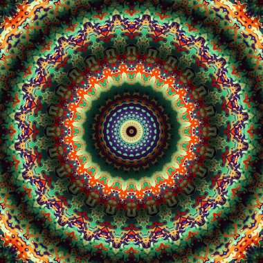 Soyut dijital fraktal model. Yuvarlak mandala dekoratif desen.