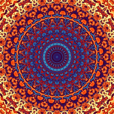 Soyut dijital fraktal model. Yuvarlak mandala dekoratif desen.