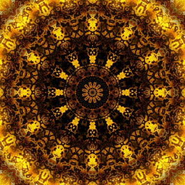 Soyut dijital fraktal model. Yuvarlak mandala dekoratif desen.