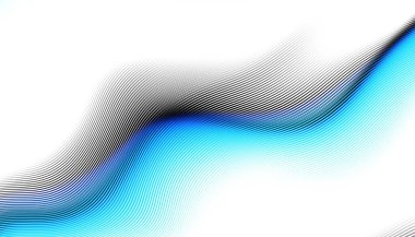 Soyut dijital fraktal model. Yatay oryantasyon. Beyaz arkaplanda çarpık mavi çizgiler.