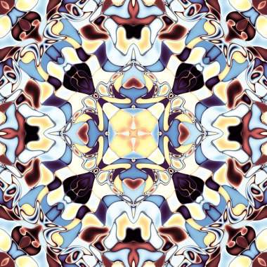 Soyut dijital fraktal model. Art Nouveau stilinde simetrik dekoratif süsleme deseni