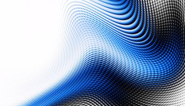 Soyut dijital fraktal model. Yatay oryantasyon. Beyaz arkaplanda çarpık mavi çizgiler.