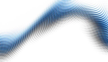 Soyut dijital fraktal model. Yatay oryantasyon. Beyaz arkaplanda çarpık mavi çizgiler.