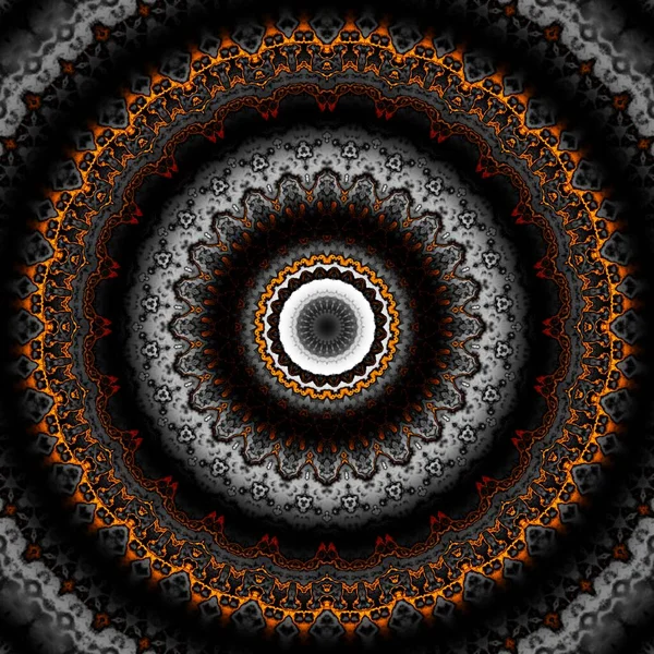 Abstrakt Digitalt Fraktalmönster Rund Mandala Dekorativa Prydnad Mönster Guld Mönster — Stockfoto