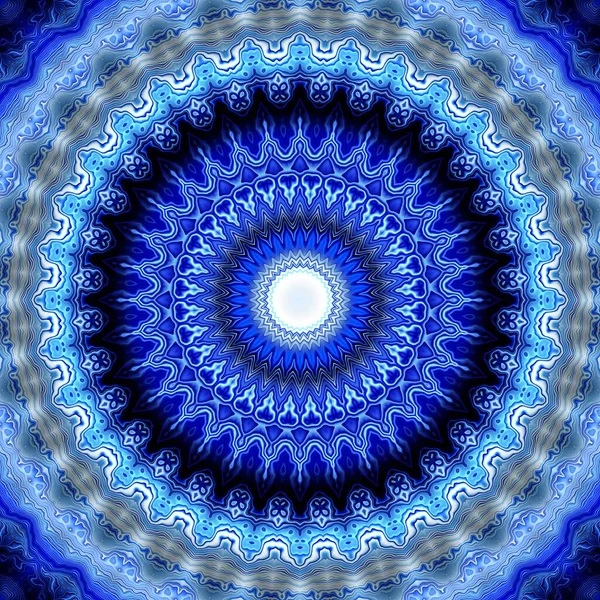 Abstract Digitaal Fractal Patroon Blauw Mandala Decoratieve Ornament Patroon — Stockfoto