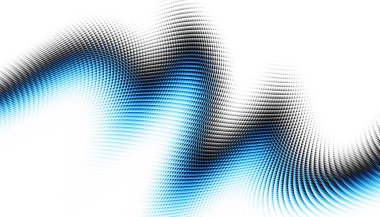 Soyut dijital fraktal model. Yatay oryantasyon. Beyaz arkaplanda çarpık mavi çizgi.