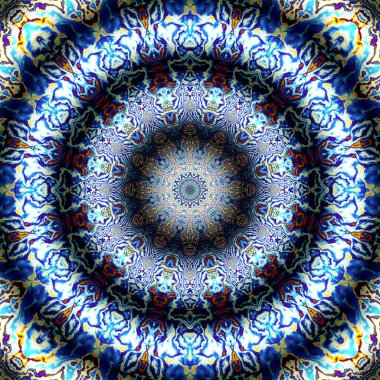 Soyut dijital fraktal model. Yuvarlak mandala dekoratif desen. Rahatlama taklidi.