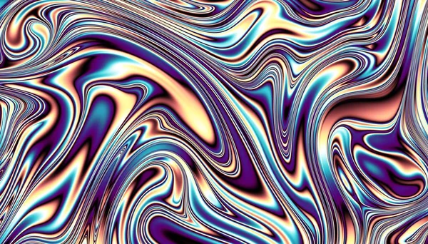 概要ディジタルフラクタルパターン 水平方向 サイケデリック波状テクスチャ — ストック写真