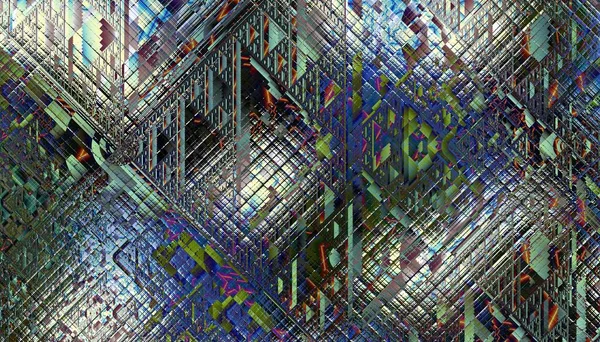 Abstract Digitaal Fractal Patroon Wazige Textuur Met Glas Grunge Effect — Stockfoto