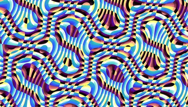 Abstraktní Digitální Fraktál Vodorovná Orientace Psychedelická Vlnitá Textura — Stock fotografie