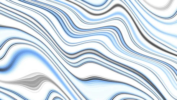 Abstract Digital Fractal Pattern Horizontal Orientation Curved Blue Line White — Stock Photo, Image