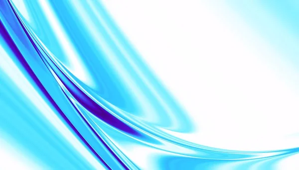 Abstract Digital Fractal Pattern Horizontal Orientation Curved Blue Line White — Stock Photo, Image