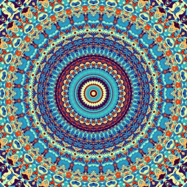 Soyut dijital fraktal model. Yuvarlak mandala dekoratif desen.