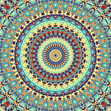 Soyut dijital fraktal model. Yuvarlak mandala dekoratif desen.