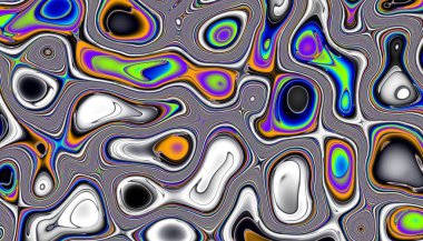 Soyut dijital fraktal model. Yatay oryantasyon. Dalgalı lekeler, benzini taklit ediyor.