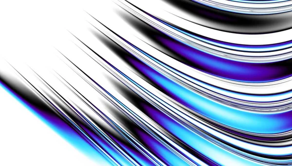 Padrão Fractal Digital Abstracto Linha Azul Curva Expressiva Fundo Branco — Fotografia de Stock