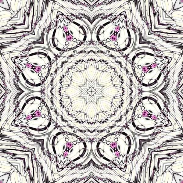 Abstraktní Digitální Fraktál Kulatý Mandala Dekorativní Ornament Vzor — Stock fotografie