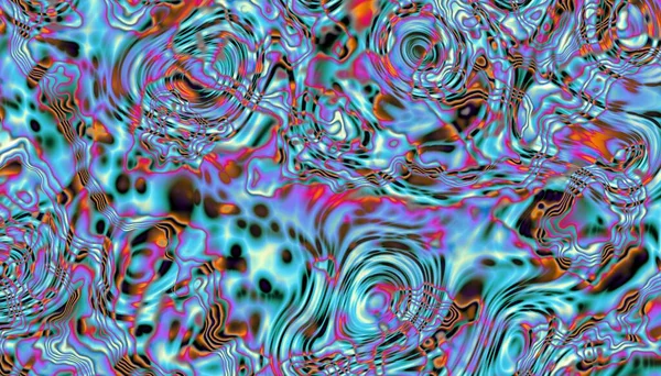 Abstract Digitaal Fractal Patroon Horizontale Oriëntatie Psychedelische Golvende Textuur — Stockfoto