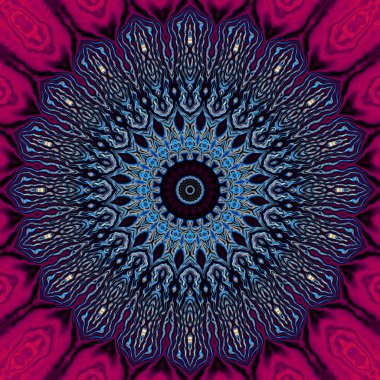 Soyut dijital fraktal model. Yuvarlak mandala dekoratif desen.