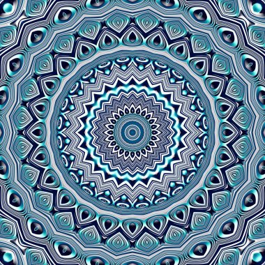 Soyut dijital fraktal model. Yuvarlak mandala dekoratif desen.