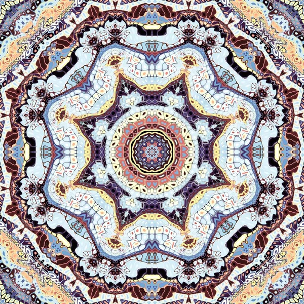 Soyut Dijital Fraktal Model Yuvarlak Mandala Dekoratif Desen — Stok fotoğraf