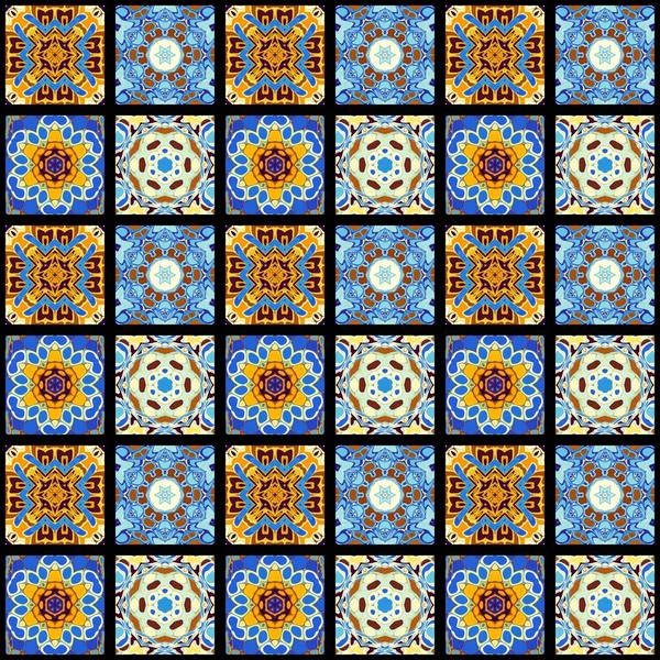 Abstract Pattern Mosaic Art Ornamental Texture Seamless Square Pattern — Stock Photo, Image